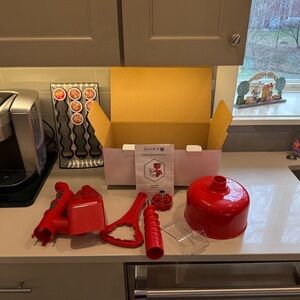 Red Kitchen Food Chopper & Vegetable Slicer - Compact Handheld Multi-Tool